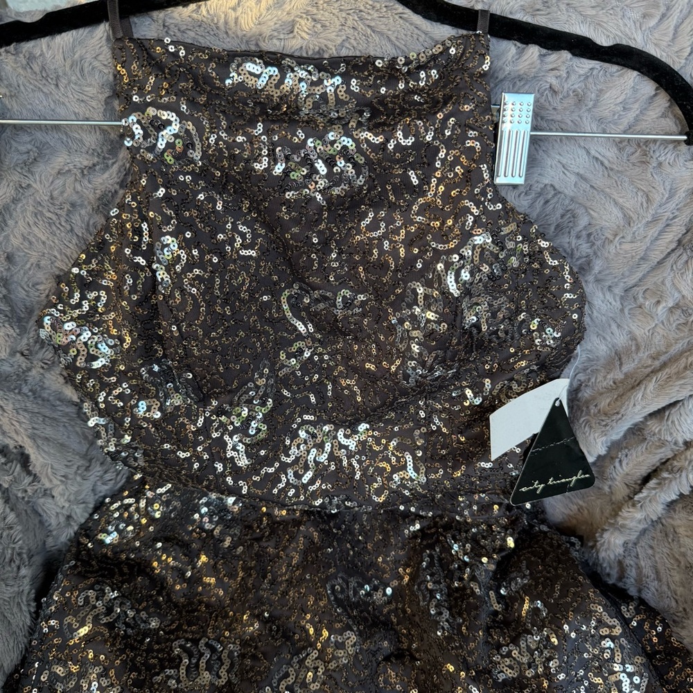City Triangles Gray Sequin Dress